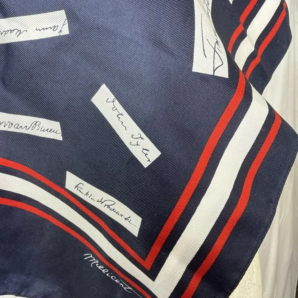 Presidents Signatures Bicentennial Patriot Scarf Red White Blue Italy 10